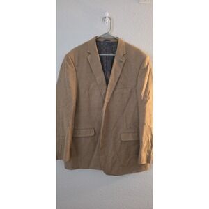 Crown & Ivy Blazer Sport Coat Mens 48R Beige Cotton Stretch Tweed Lined Jacket